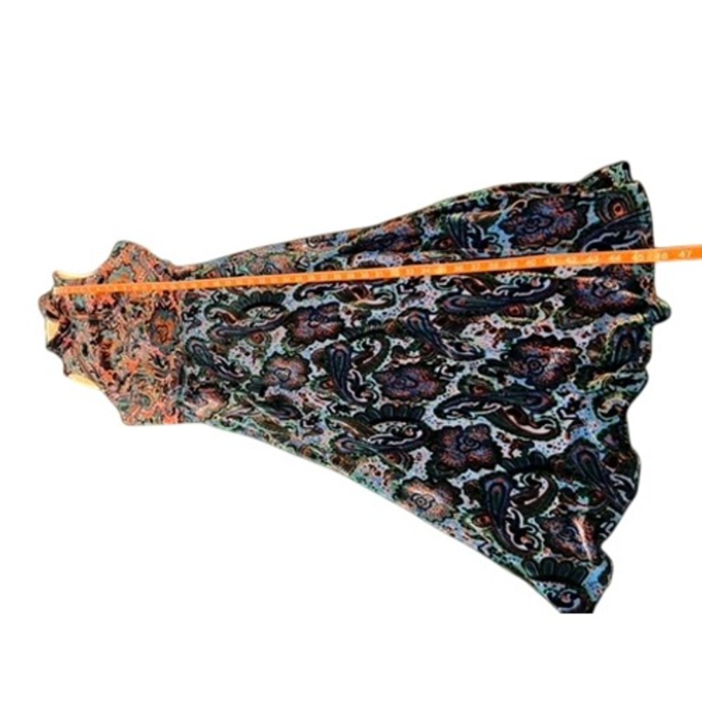 Moulinette Soeurs Anthropologie Velvet Paisley Halter Midi Dress Blue Orange 2 - Picture 7 of 15